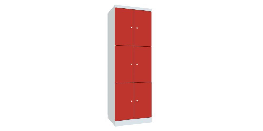 Produktbild Garderobenschrank mit Sockel, 1800x600x500 mm, 6 Fächer, RAL 7035/3000 bild 2