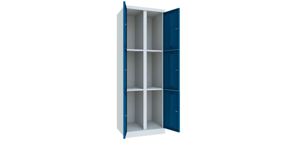 Produktbild Garderobenschrank mit Sockel, 1800x600x500 mm, 6 Fächer, RAL 7035/5010 bild 2