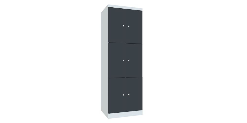 Produktbild PAVOY Garderobenschrank mit Sockel 1800x600x500 mm 6 Fächer RAL 7035/7016