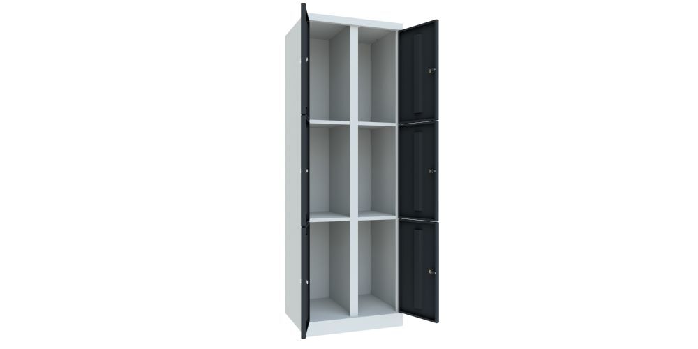 Produktbild Garderobenschrank mit Sockel, 1800x600x500 mm, 6 Fächer, RAL 7035/7016 bild 2