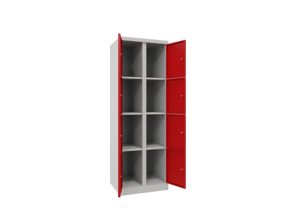 Produktbild Garderobenschrank mit Sockel, 1800x600x500 mm, 8 Fächer, RAL 7035/3000 bild 2