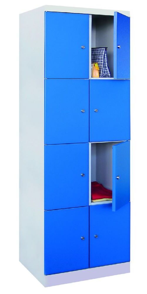 Produktbild PAVOY Garderobenschrank mit Sockel 1800x600x500 mm 8 Fächer RAL 7035/5010
