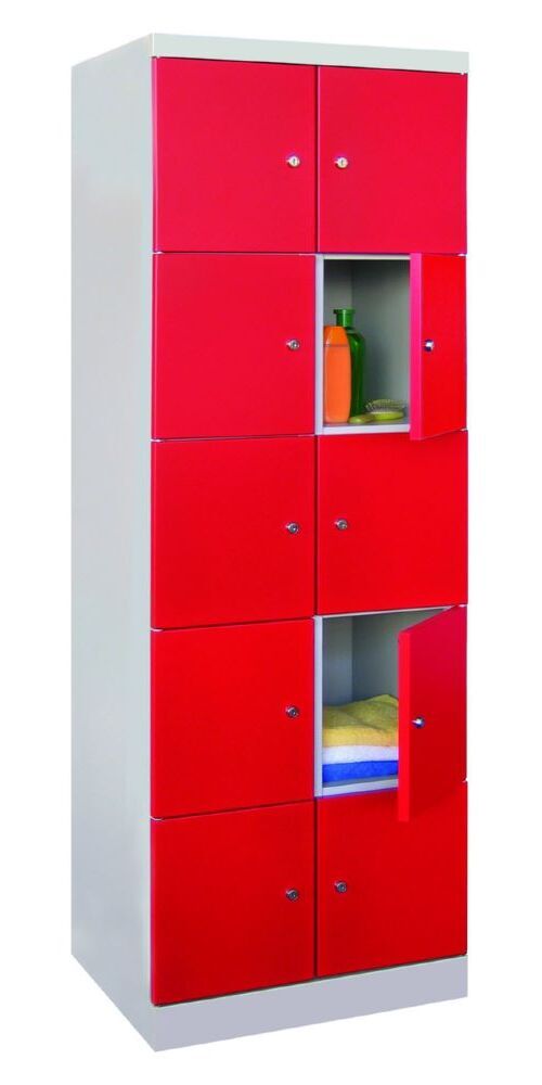 Produktbild PAVOY Garderobenschrank mit Sockel 1800x600x500 mm 10 Fächer RAL 7035/3000