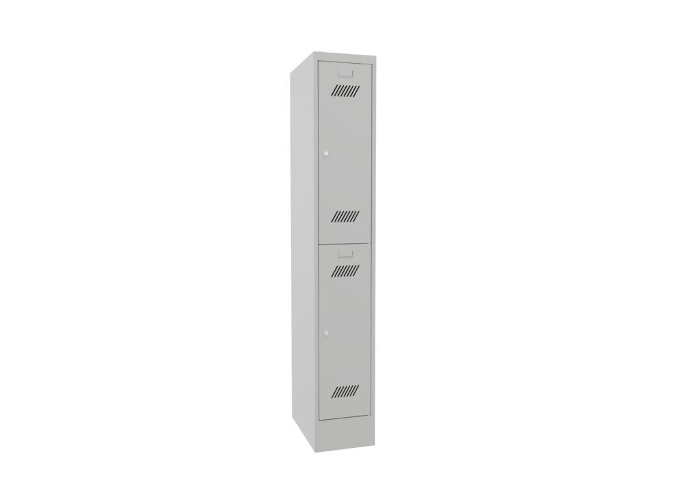 Produktbild PAVOY Garderobenschrank mit Sockel 1850x300x500 mm 2 Fächer RAL 7035