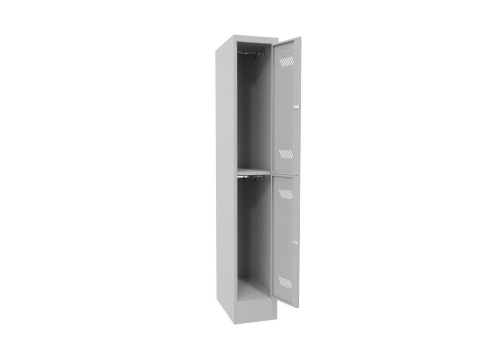 Produktbild Garderobenschrank mit Sockel, 1850x300x500 mm, 2 Fächer, RAL 7035 bild 2