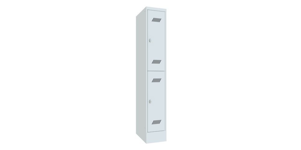 Produktbild PAVOY Garderobenschrank mit Sockel 1850x300x500 mm 2 Fächer RAL 7035