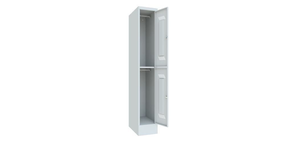 Produktbild Garderobenschrank mit Sockel, 1850x300x500 mm, 2 Fächer, RAL 7035 bild 2