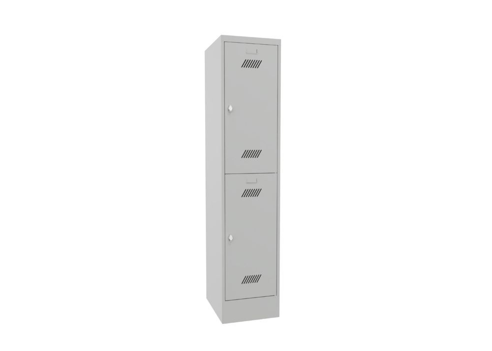 Produktbild PAVOY Garderobenschrank mit Sockel 1850x400x500 mm 2 Fächer RAL 7035
