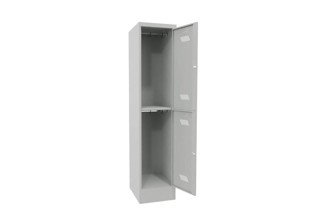 Produktbild Garderobenschrank mit Sockel, 1850x400x500 mm, 2 Fächer, RAL 7035 bild 2
