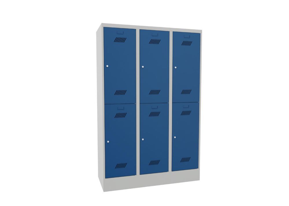 Produktbild Garderobenschrank mit Sockel, 1850x1200x500 mm, 6 Fächer, RAL 7035/5010 bild 2