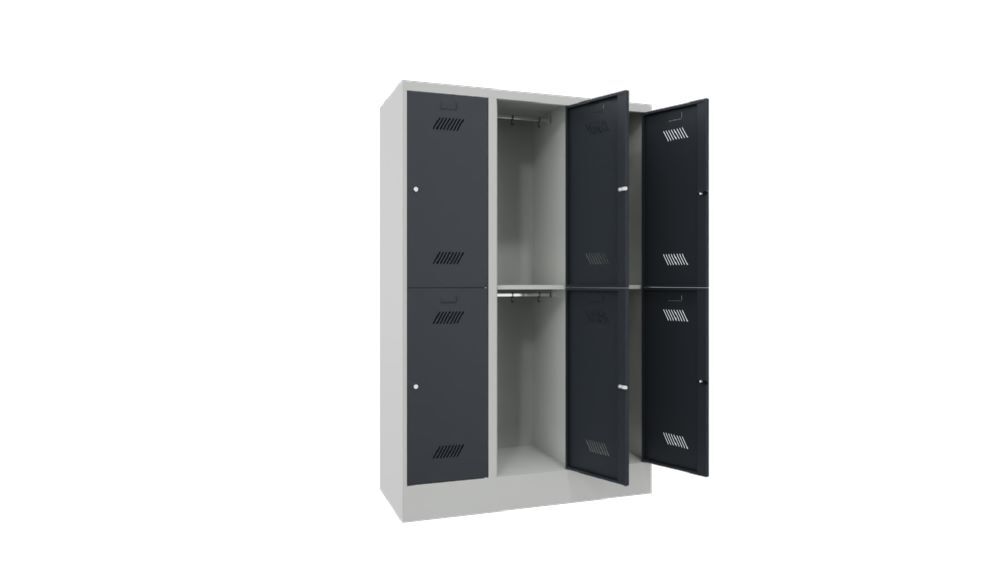 Produktbild Garderobenschrank mit Sockel, 1850x1200x500 mm, 6 Fächer, RAL 7035/7016 bild 2