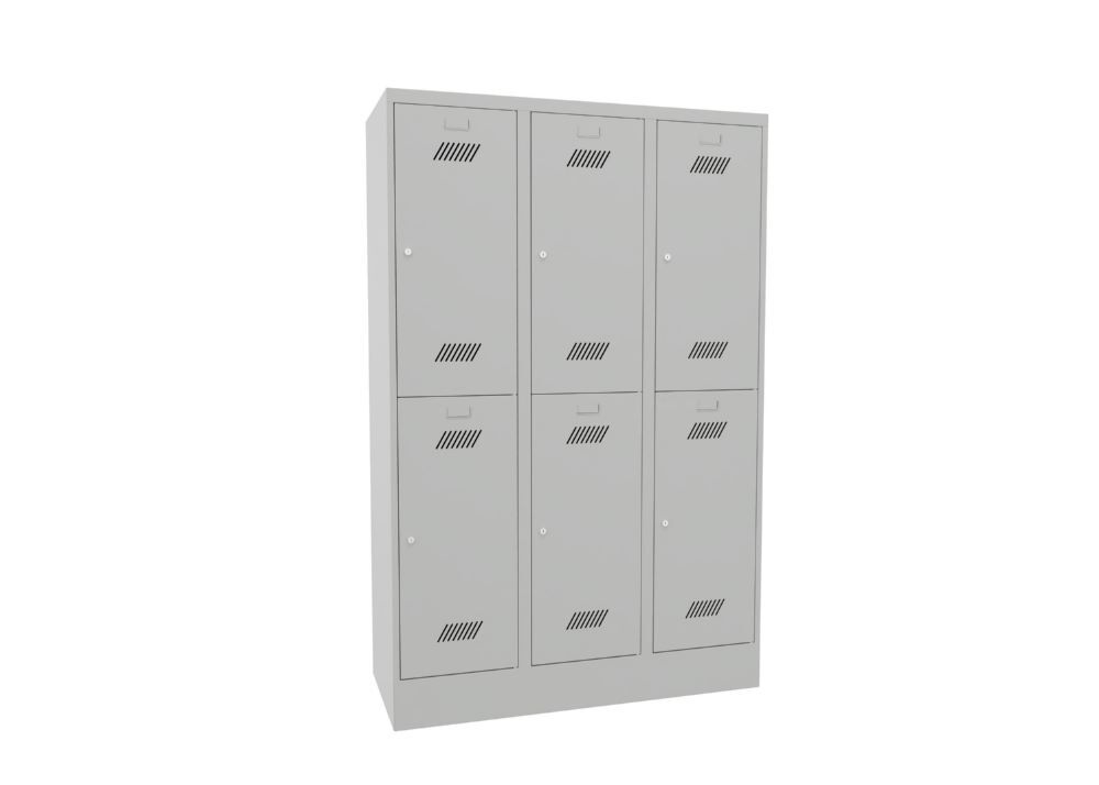 Produktbild Garderobenschrank mit Sockel, 1850x1200x500 mm, 6 Fächer, RAL 7035 bild 2