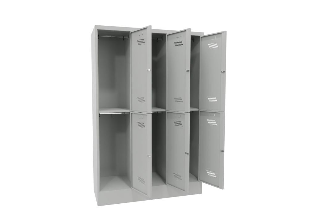 Produktbild PAVOY Garderobenschrank mit Sockel 1850x1200x500 mm 6 Fächer RAL 7035