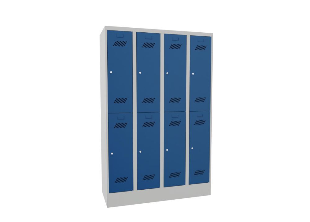 Produktbild PAVOY Garderobenschrank mit Sockel 1850x1200x500 mm 8 Fächer RAL 7035/5010