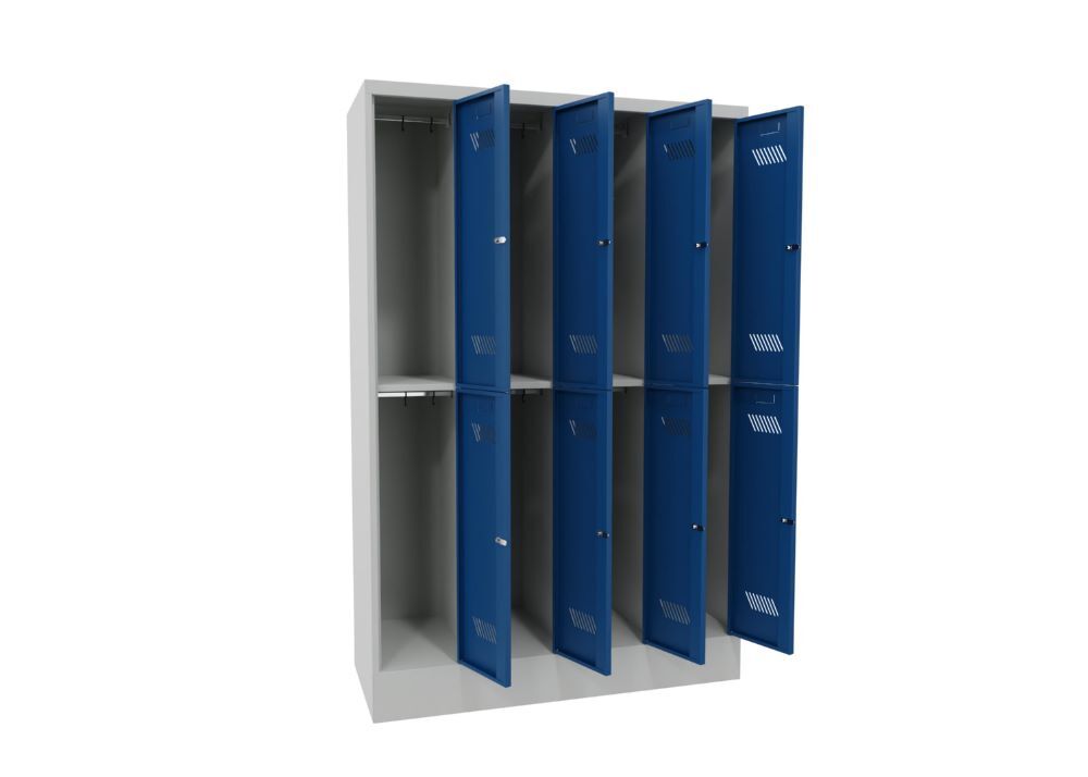 Produktbild Garderobenschrank mit Sockel, 1850x1200x500 mm, 8 Fächer, RAL 7035/5010 bild 2