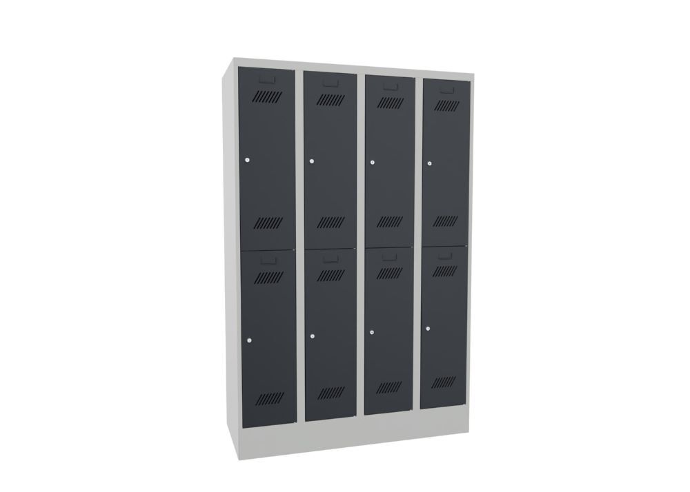 Produktbild PAVOY Garderobenschrank mit Sockel 1850x1200x500 mm 8 Fächer RAL 7035/7016