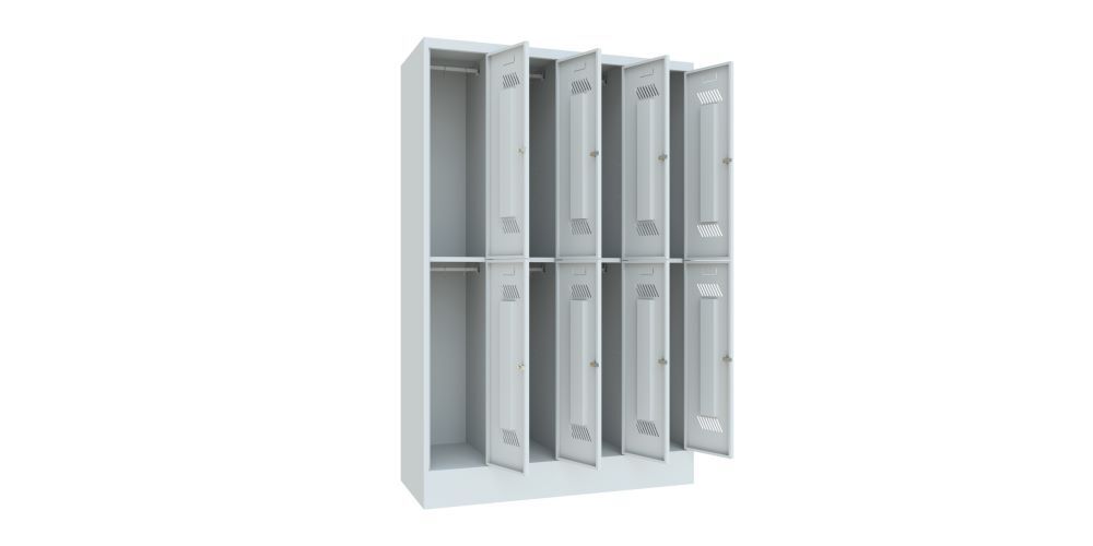Produktbild Garderobenschrank mit Sockel, 1850x1200x500 mm, 8 Fächer, RAL 7035 bild 2