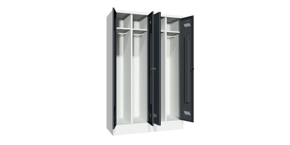 Produktbild Garderobenschrank mit Sockel, 1850x1170x500 mm , 4 Abteile, RAL 7035/7016 bild 2