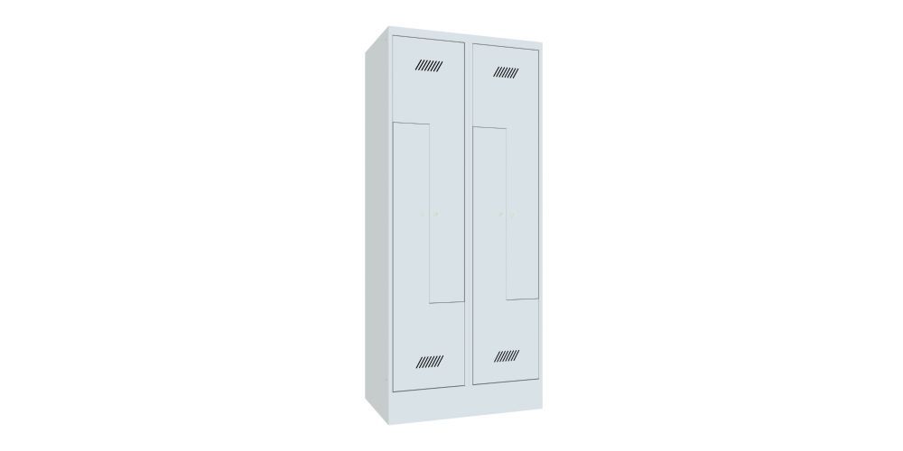 Produktbild Z-Garderobenschrank mit Sockel, 1850x800x500 mm, 2 Abteile, RAL 7035 bild 2
