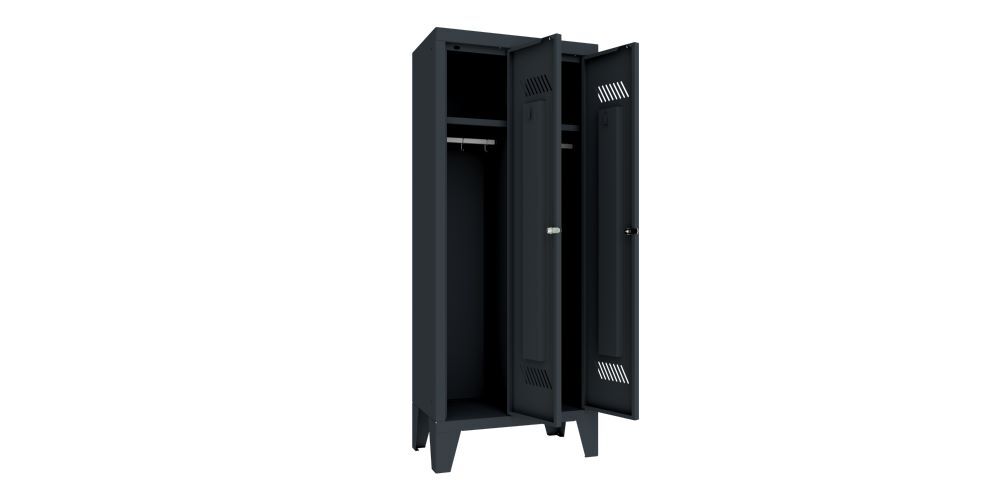 Produktbild Kindergartenschrank mit Füßen, 2 Abteile, Drehriegel, RAL 7016 bild 2