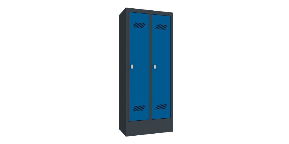 Produktbild PAVOY Kindergartenschrank mit Sockel 2 Abteile Drehriegel RAL 7016/5010