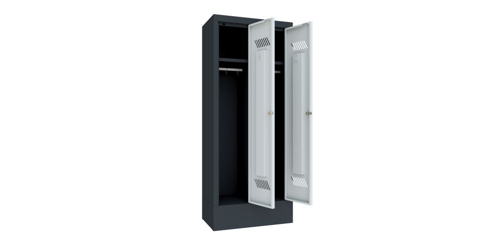 Produktbild Kindergartenschrank mit Sockel, 2 Abteile, Drehriegel, RAL 7016/7035 bild 2