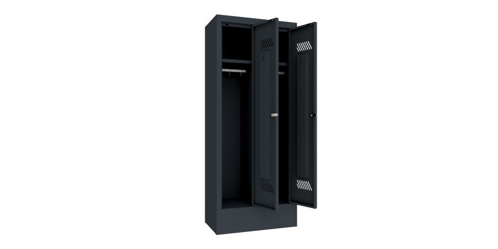 Produktbild Kindergartenschrank mit Sockel, 2 Abteile, Drehriegel, RAL 7016 bild 2