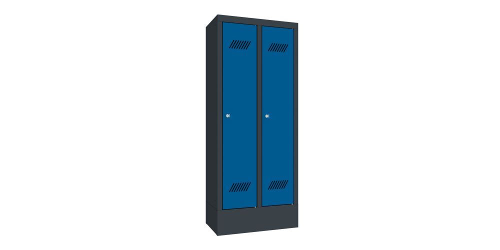 Produktbild PAVOY Kindergartenschrank mit Sockel 2 Abteile Zylinderschloß RAL 7016/5010