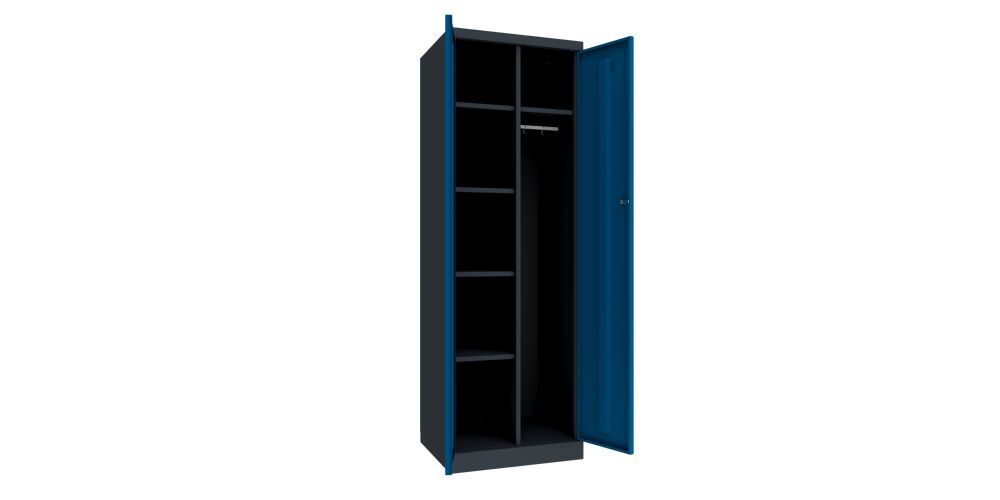 Produktbild Kleider-Wäscheschrank, 1800x600x500 mm, 2 Abteile, RAL 7016/5010 bild 2