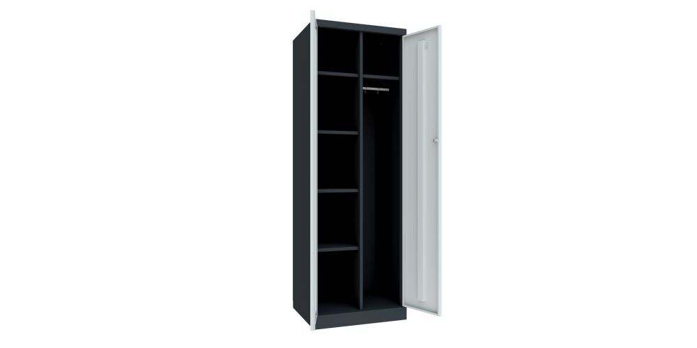Produktbild Kleider-Wäscheschrank, 1800x600x500 mm, 2 Abteile, RAL 7016/7035 bild 2