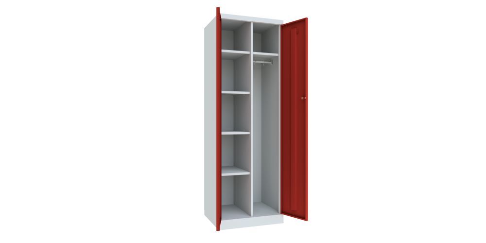 Produktbild Kleider-Wäscheschrank, 1800x600x500 mm, 2 Abteile, RAL 7035/3000 bild 2