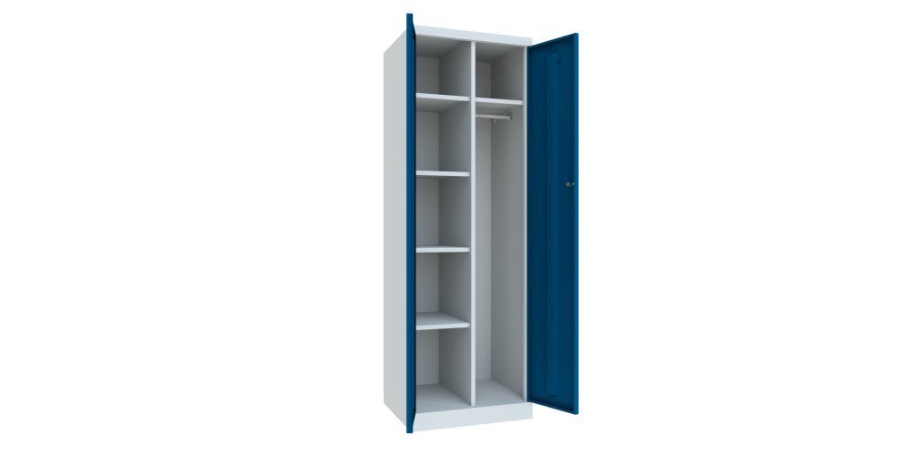 Produktbild Kleider-Wäscheschrank, 1800x600x500 mm, 2 Abteile, RAL 7035/5010 bild 2