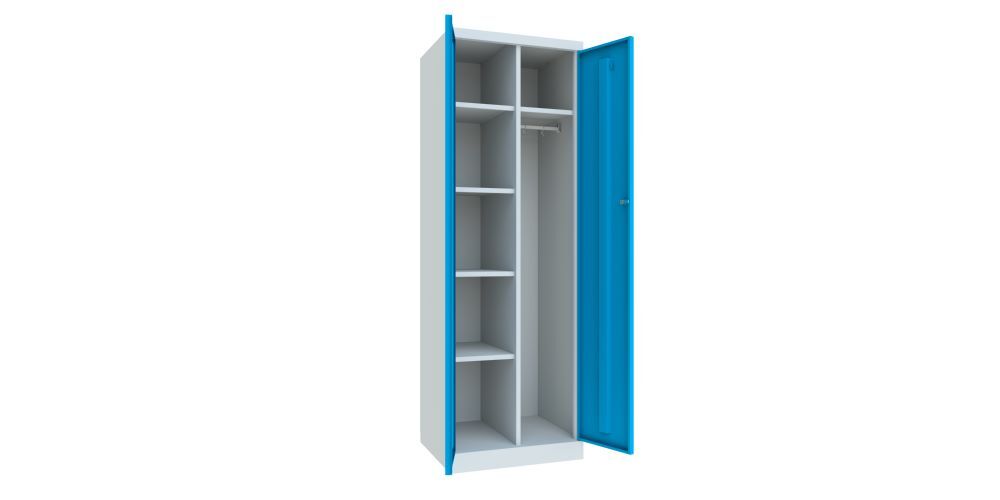 Produktbild Kleider-Wäscheschrank, 1800x600x500 mm, 2 Abteile, RAL 7035/5012 bild 2