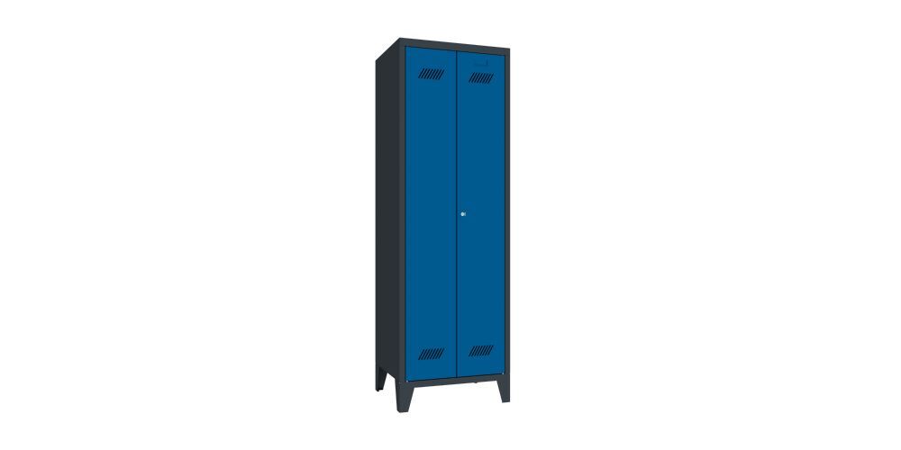 Produktbild PAVOY Kleider Wäscheschrank mit Füßen 1850x600x500 mm 2 Abteile RAL 7016/5010