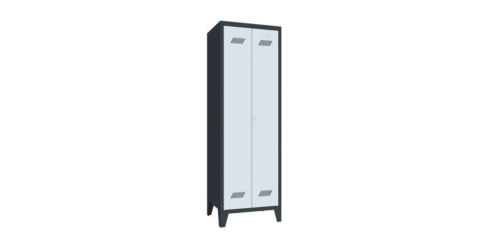 Produktbild PAVOY Kleider Wäscheschrank mit Füßen 1850x600x500 mm 2 Abteile RAL 7016/7035