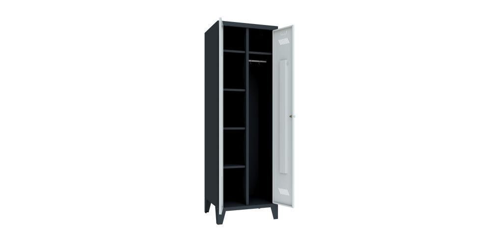 Produktbild Kleider-Wäscheschrank mit Füßen, 1850x600x500 mm, 2 Abteile, RAL 7016/7035 bild 2