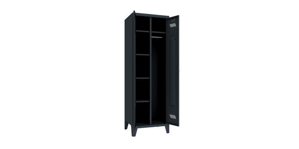 Produktbild Kleider-Wäscheschrank mit Füßen, 1850x600x500 mm, 2 Abteile, RAL 7016 bild 2