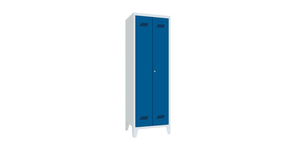 Produktbild PAVOY Kleider Wäscheschrank mit Füßen 1850x600x500 mm 2 Abteile RAL 7035/5010