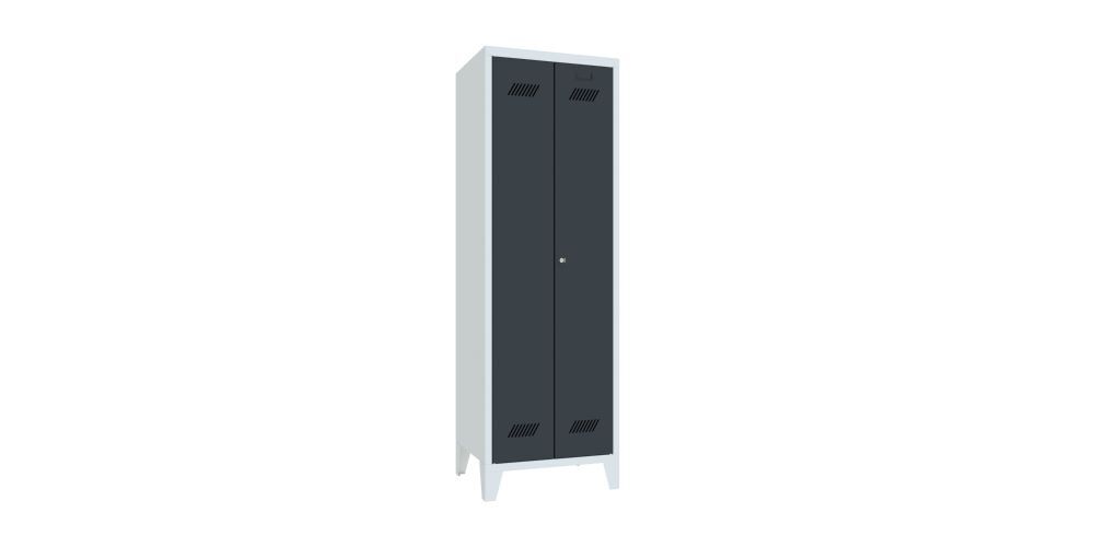 Produktbild PAVOY Kleider Wäscheschrank mit Füßen 1850x600x500 mm 2 Abteile RAL 7035/7016