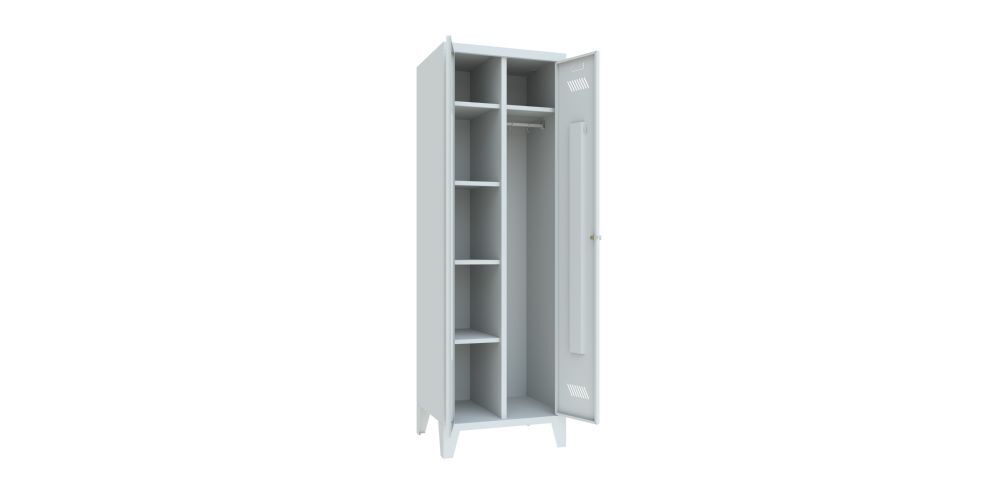 Produktbild Kleider-Wäscheschrank mit Füßen, 1850x600x500 mm, 2 Abteile, RAL 7035 bild 3
