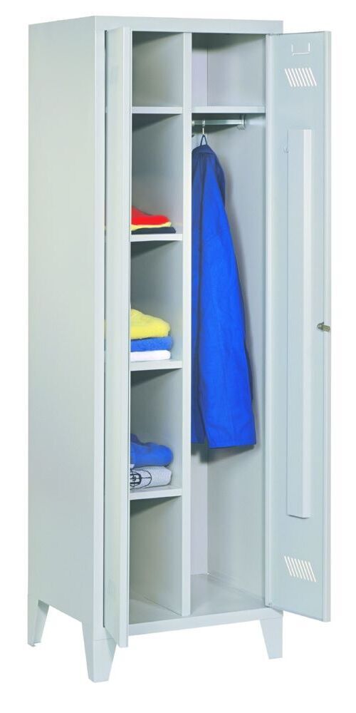 Produktbild PAVOY Kleider Wäscheschrank mit Füßen 1850x600x500 mm 2 Abteile RAL 7035