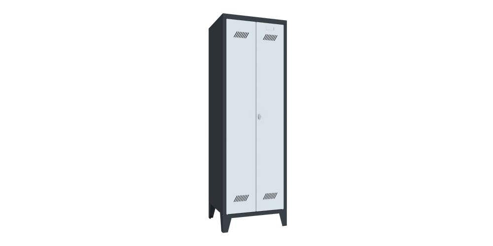 Produktbild PAVOY Kleider Wäscheschrank mit Füßen 1850x600x500 mm 2 Abteile RAL 7016/7035