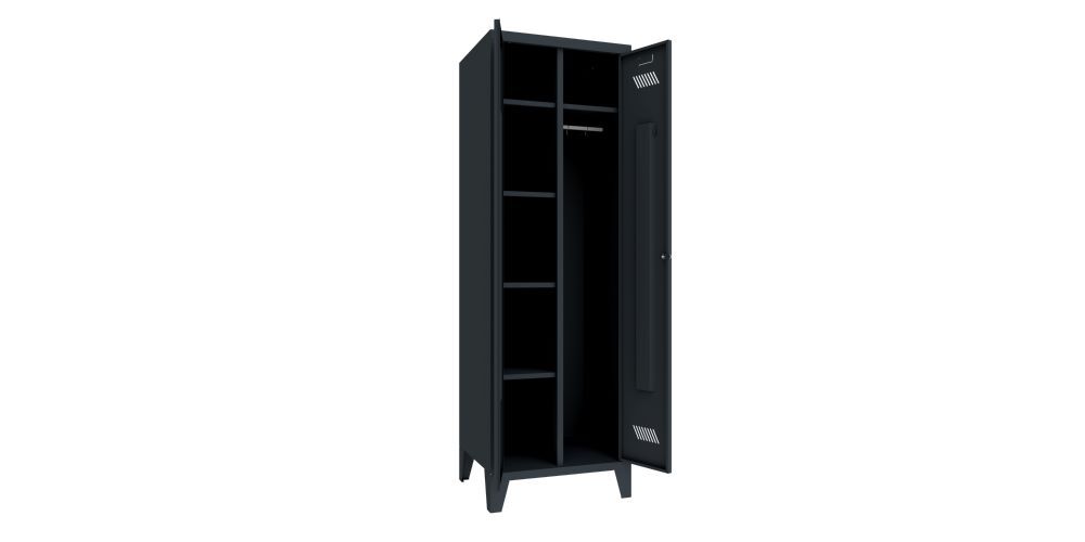 Produktbild Kleider-Wäscheschrank mit Füßen, 1850x600x500 mm, 2 Abteile, RAL 7016 bild 2