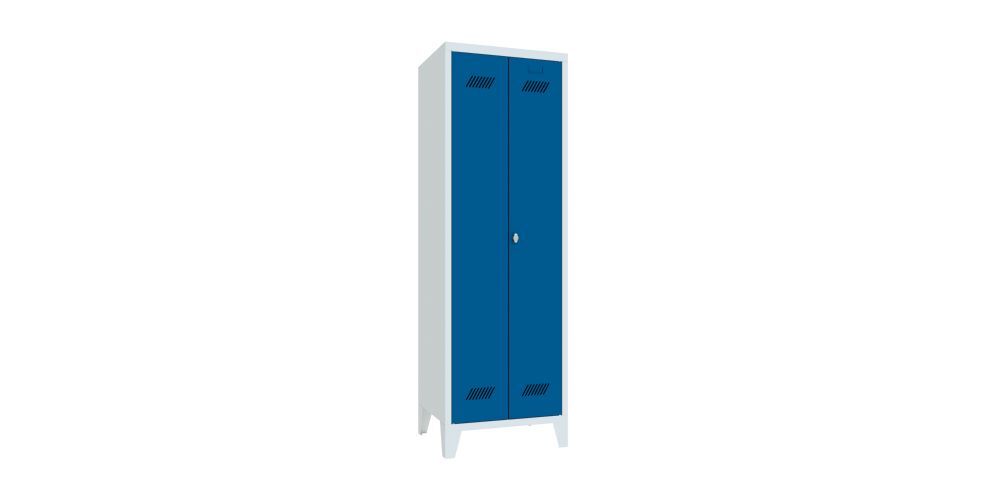 Produktbild PAVOY Kleider Wäscheschrank mit Füßen 1850x600x500 mm 2 Abteile RAL 7035/5010
