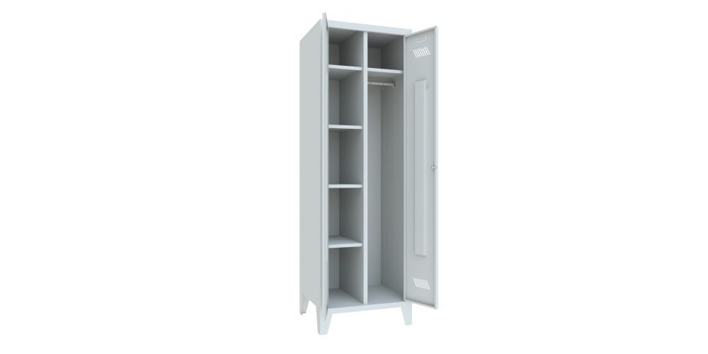 Produktbild Kleider-Wäscheschrank mit Füßen, 1850x600x500 mm, 2 Abteile, RAL 7035 bild 2