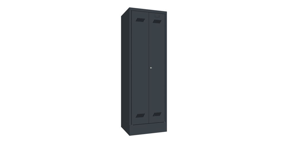 Produktbild PAVOY Kleider Wäscheschrank mit Sockel 1850x600x500 mm 2 Abteile RAL 7016