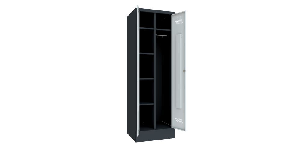 Produktbild Kleider-Wäscheschrank mit Sockel, 1850x600x500 mm, 2 Abteile, RAL 7016/7035 bild 2