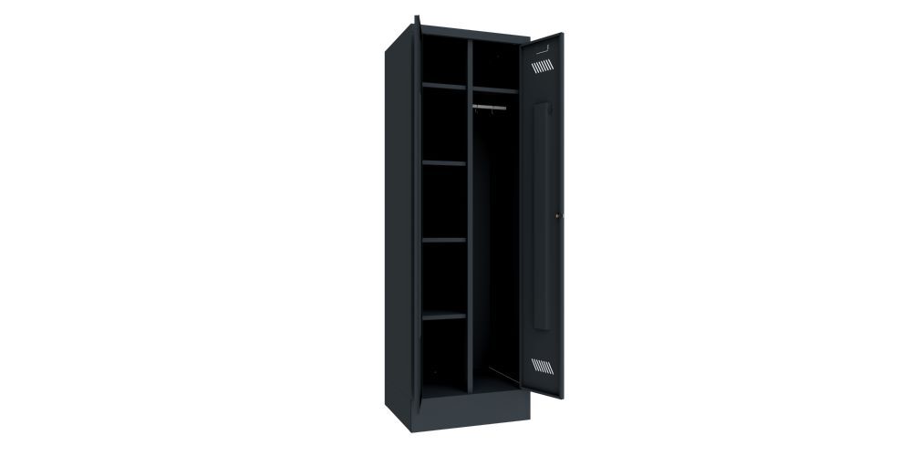 Produktbild Kleider-Wäscheschrank mit Sockel, 1850x600x500 mm, 2 Abteile, RAL 7016 bild 2