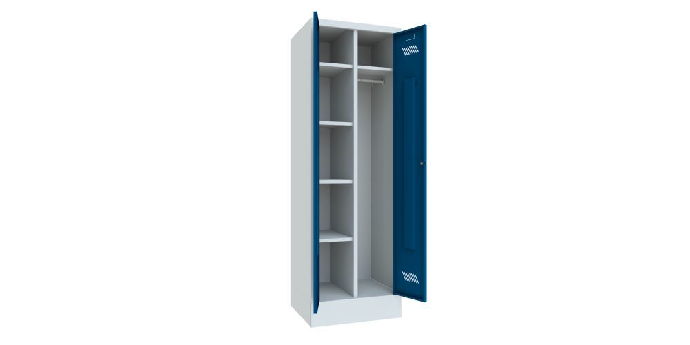 Produktbild Kleider-Wäscheschrank mit Sockel, 1850x600x500 mm, 2 Abteile, RAL 7035/5010 bild 2