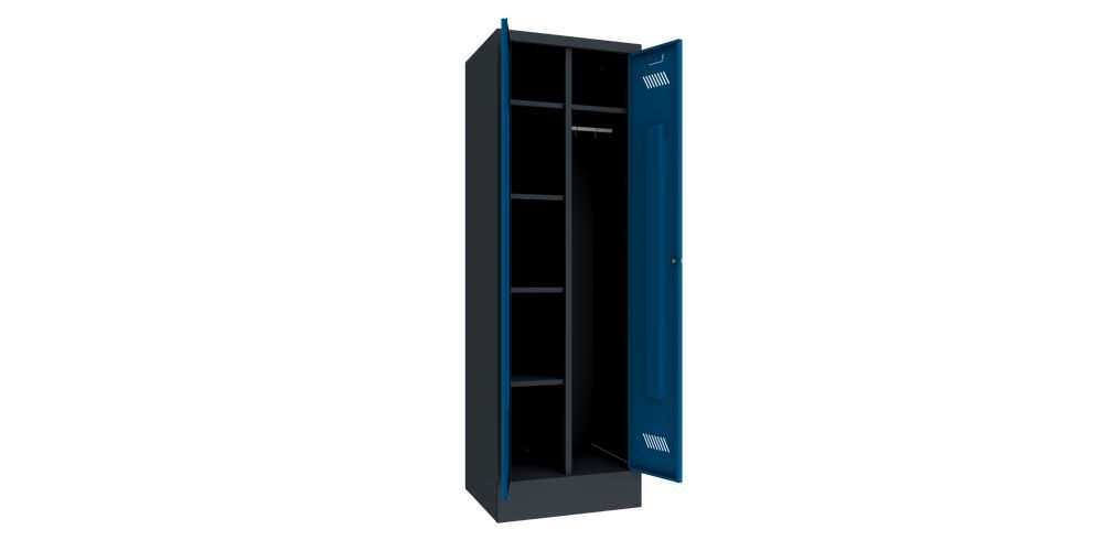 Produktbild Kleider-Wäscheschrank mit Sockel, 1850x600x500 mm, 2 Abteile, RAL 7016/5010 bild 2